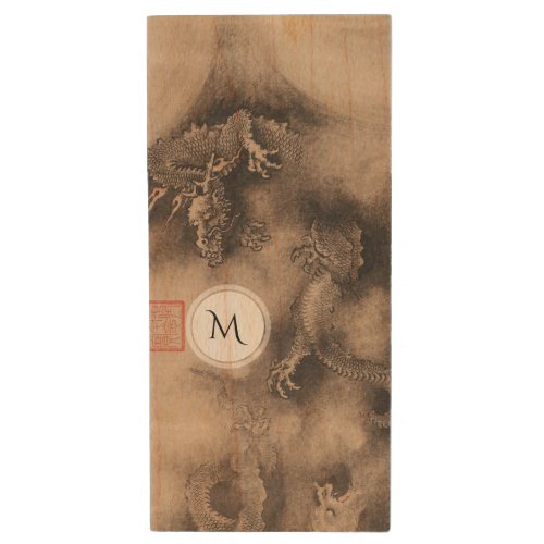 Chinese New Year 2024 Dragon Painting Monogram USB Wood USB Flash Drive