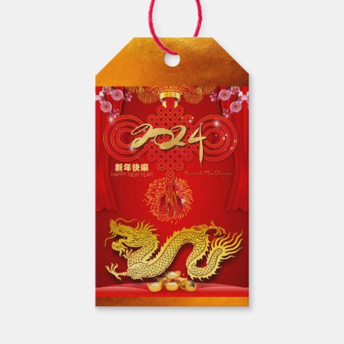 Chinese New Year 2024 Dragon Red Knot personal GT Gift Tags