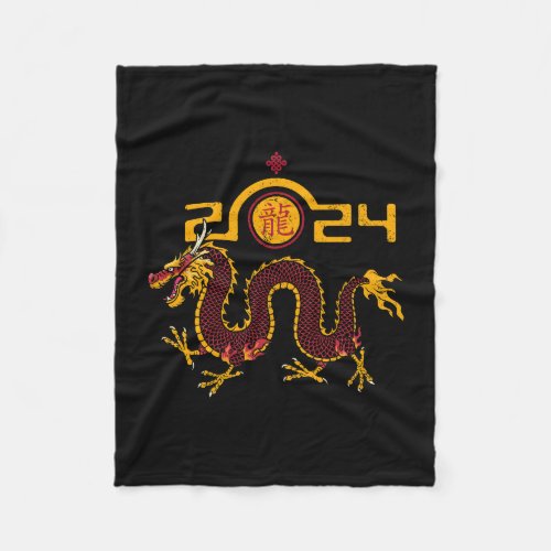 Chinese New Year 2024 DragonYear of the Dragon Fleece Blanket