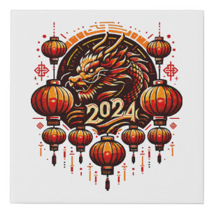 chinese new year 2024 faux canvas print