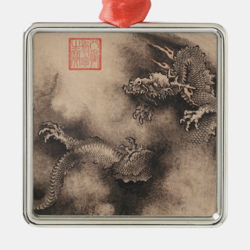 Chinese New Year 2024 Painting Dragon SqO Metal Ornament