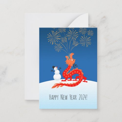 Chinese New Year 2024 Wood Dragon Lunar Zodiac Note Card