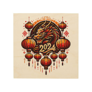 chinese new year 2024 wood wall art