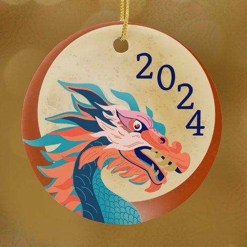 Chinese New Year 2024 Year of Dragon Ceramic Ornament