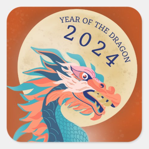 Chinese New Year 2024 Year of Dragon Square Sticker