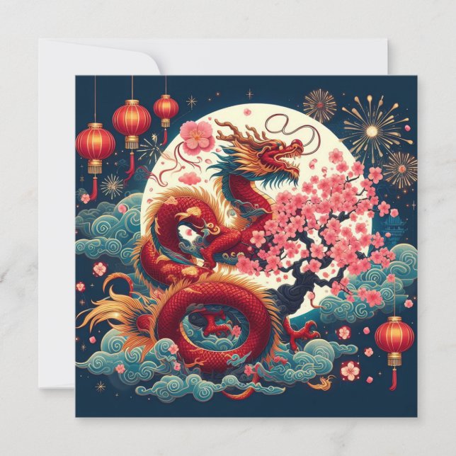 Chinese New Year 2024 Year of The Dragon Holiday Card (Front)