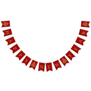 Chinese New Year 2025 Gold Snake Bunting Flags
