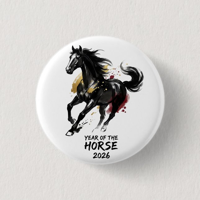 Chinese New Year 2026 Horse Art Button (Front)