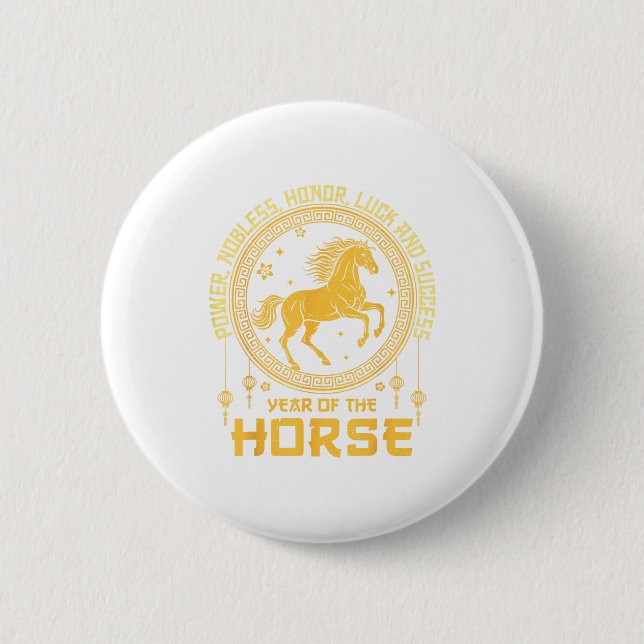 Chinese New Year 2026 Horse Happy Chinese New Year Button (Front)