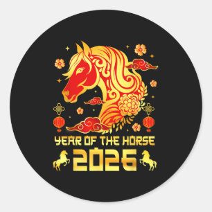 Chinese New Year 2026 Horse Happy Chinese New Year Classic Round Sticker