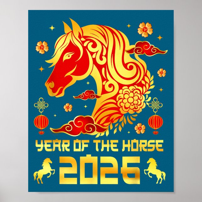 Chinese New Year 2026 Horse Happy Chinese New Year Poster (Front)