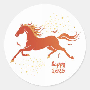 Chinese New Year 2026 Horse Ink New Year Classic Round Sticker