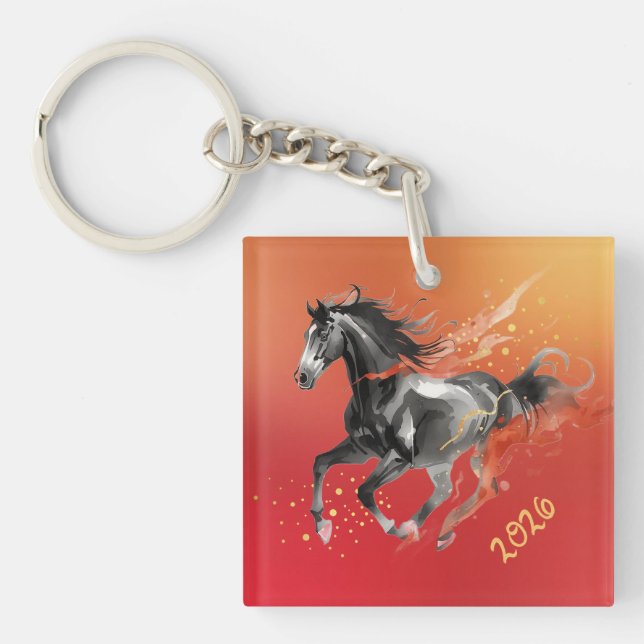 Chinese New Year 2026 Horse Ink New Year Keychain (Front)