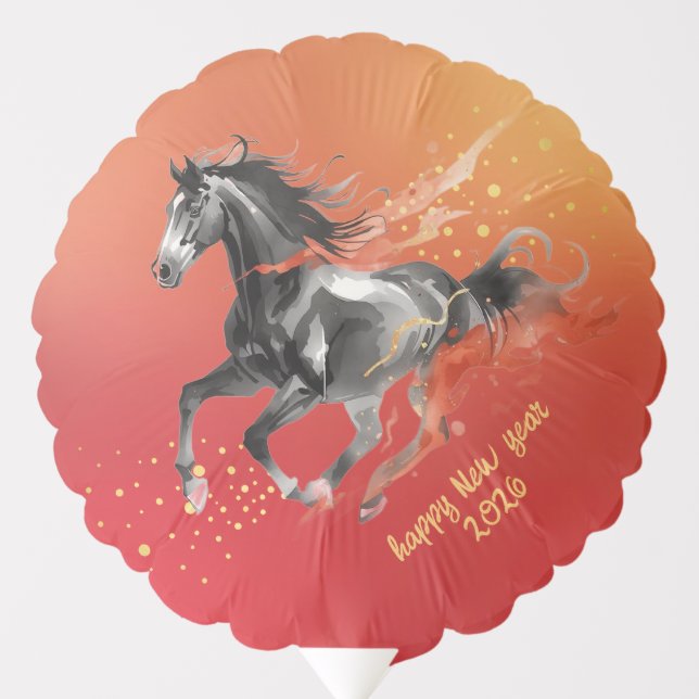 Chinese New Year 2026 Horse Ink New Year Party Balloon (Front)