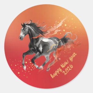 Chinese New Year 2026 Horse Ink New Year Party Classic Round Sticker