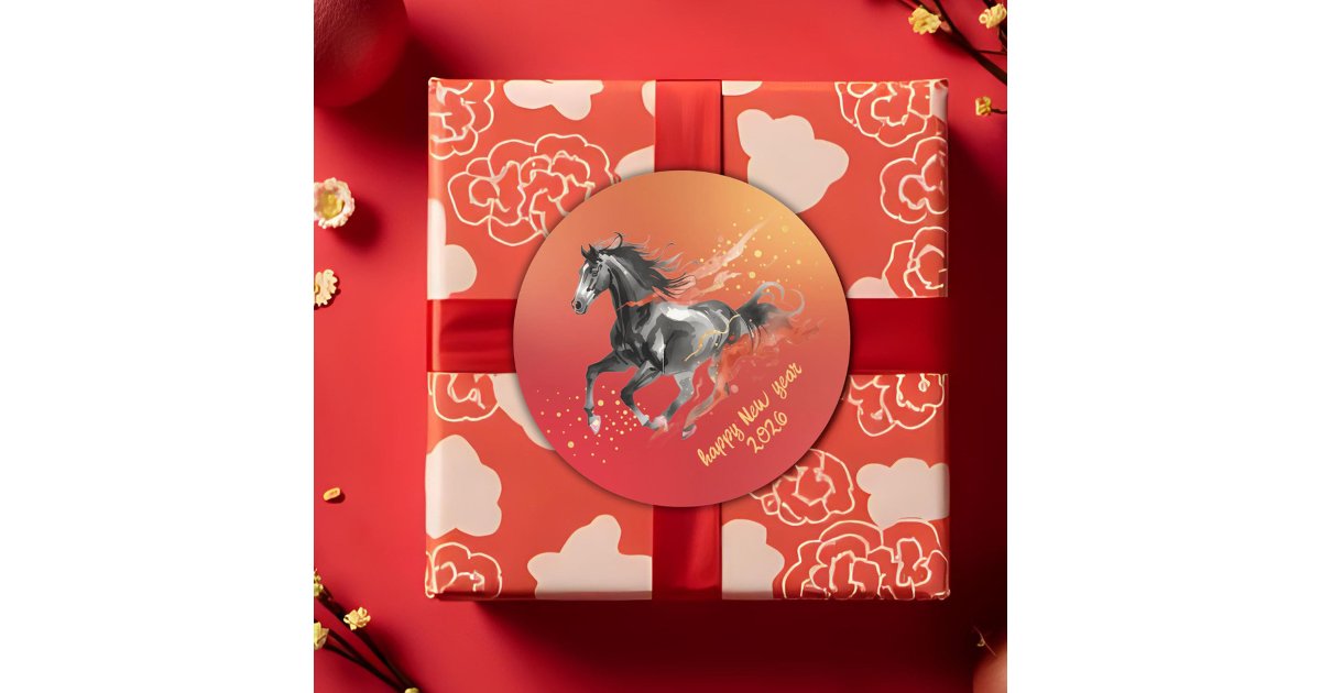 Chinese New Year 2026 Horse Ink New Year Party Classic Round Sticker ...