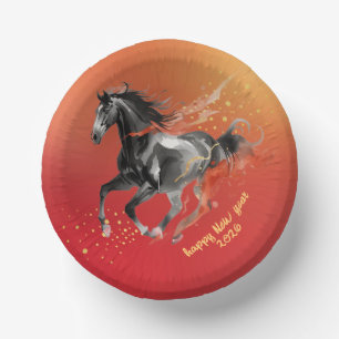 Chinese New Year 2026 Horse Ink New Year Party Paper Bowls
