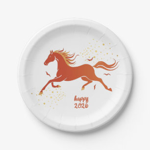 Chinese New Year 2026 Horse Ink New Year Party Paper Plates