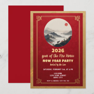 Chinese New Year 2026 Horse New Year Party Invitation