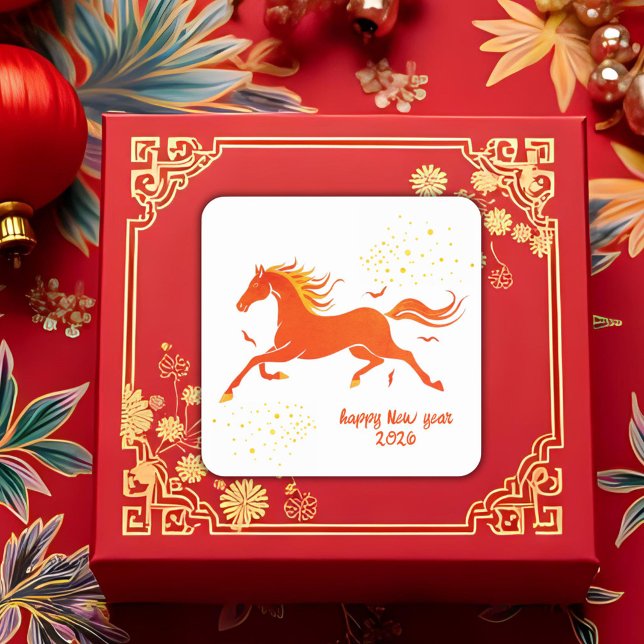 Chinese New Year 2026 Horse New Year Party Square Sticker (Creator Uploaded)