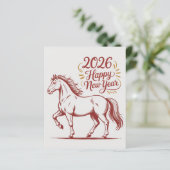 Chinese New Year 2026 Red Fire Horse Card (Standing Front)