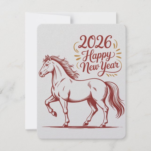 Chinese New Year 2026 Red Fire Horse Card (Front)