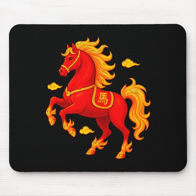 Chinese New Year 2026 Year Of The Fire Horse Flame Mouse Pad (Front)