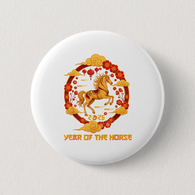 Chinese New Year 2026 Year Of The Horse 2026  Button (Front)