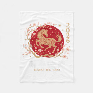 Chinese New Year 2026 Year Of The Horse 2026 Fleece Blanket