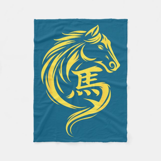 Chinese New Year 2026 Year Of The Horse 2026 Lunar Fleece Blanket (Front)