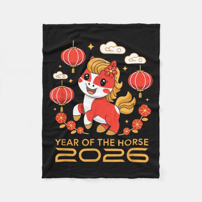 Chinese New Year 2026 Year Of The Horse 2026 Women Fleece Blanket (Front)