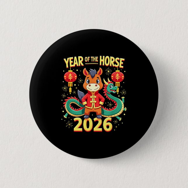 Chinese New Year 2026 Year Of The Horse  Button (Front)