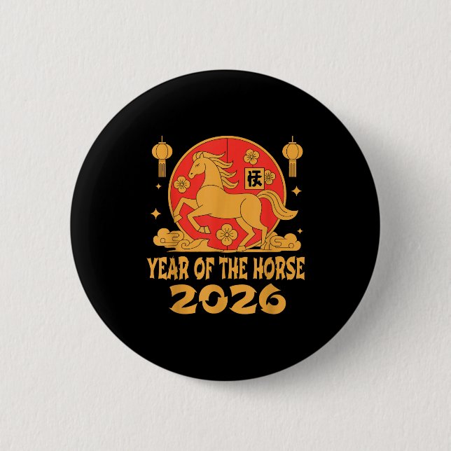 Chinese New Year 2026 Year Of The Horse  Button (Front)