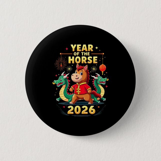 Chinese New Year 2026 Year Of The Horse  Button (Front)