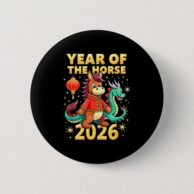 Chinese New Year 2026 Year Of The Horse  Button (Front)