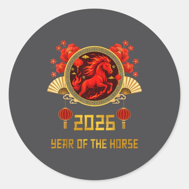 Chinese New Year 2026 Year Of The Horse  Classic Round Sticker (Front)