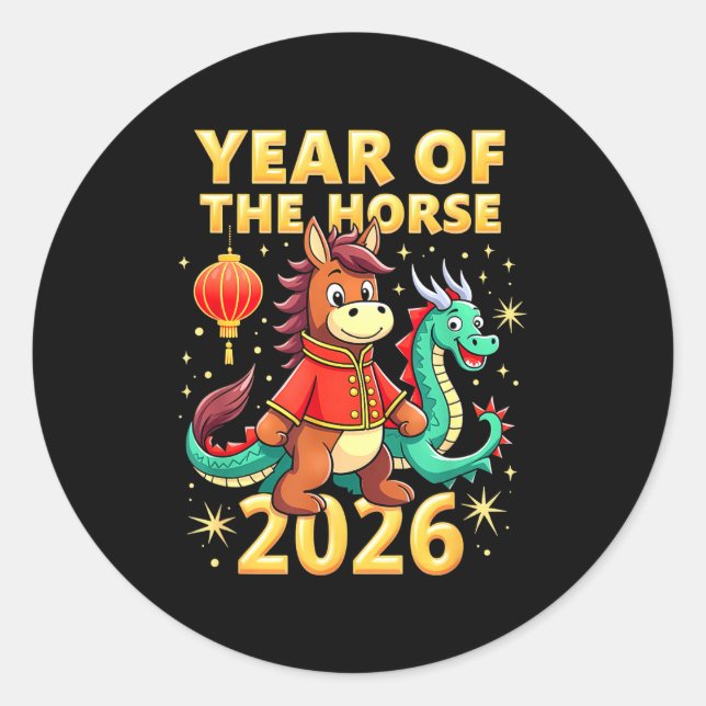 Chinese New Year 2026 Year Of The Horse  Classic Round Sticker (Front)