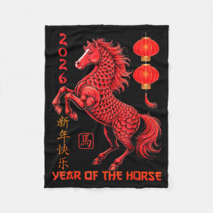 Chinese New Year 2026 Year Of The Horse  Fleece Blanket