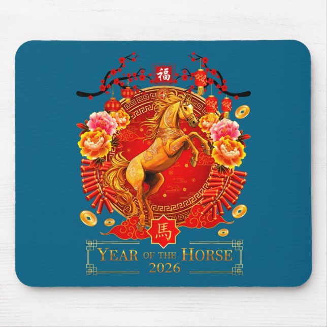 Chinese New Year 2026 Year Of The Horse Happy New  Mouse Pad (Front)