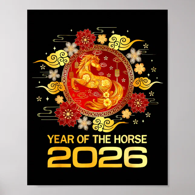 Chinese New Year 2026 Year Of The Horse Happy New Poster | Zazzle