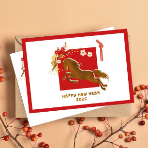 Chinese New Year 2026 Year Of The Horse Holiday Card