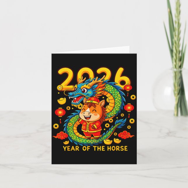 Chinese New Year 2026 Year Of The Horse Lunar New  Card (Front)