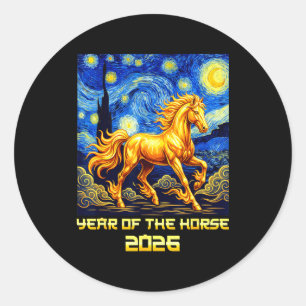 Chinese New Year 2026 Year Of The Horse Lunar New  Classic Round Sticker