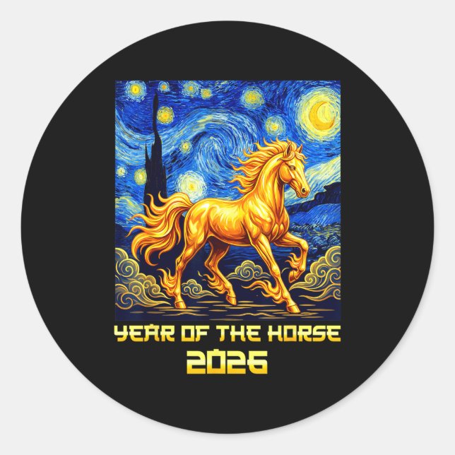 Chinese New Year 2026 Year Of The Horse Lunar New  Classic Round Sticker (Front)