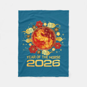 Chinese New Year 2026 Year Of The Horse Lunar New Fleece Blanket