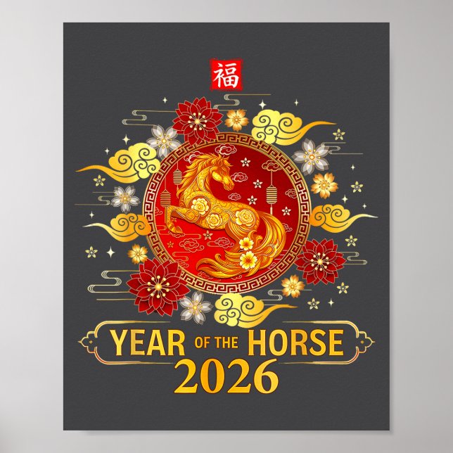 Chinese New Year 2026 Year Of The Horse Lunar New  Poster (Front)