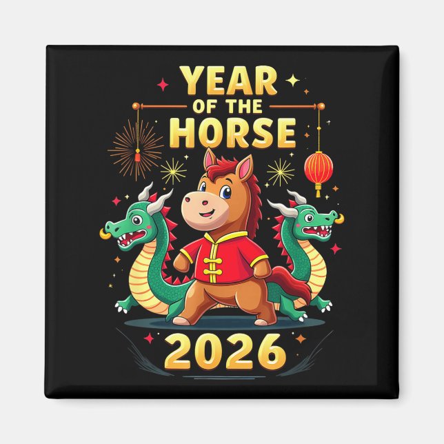 Chinese New Year 2026 Year Of The Horse  Magnet (Front)