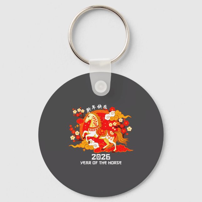 Chinese New Year 2026 Year Of The Horse Shirt Men  Keychain (Front)