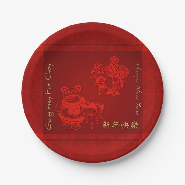 Chinese New Year Children dragon Dance PPP Paper Plates (Front)