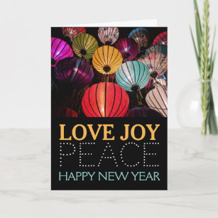 Chinese New Year, Colorful Lanterns Greeting Card